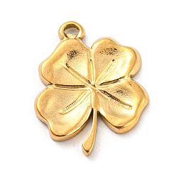 Золотой 304 подвески из нержавеющей стали, клевер очарование, золотые, 18.5x14.5x2 мм, отверстие : 2 мм