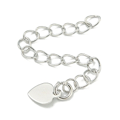 Платина Латунный удлинитель цепи, долговечный, без кадмия и без свинца, сердце, платина, 56.5 мм