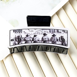 Human PVC Plastic Rectangular Connected Grab, Plastic Claw Hair Clips, Human, 84x39mm