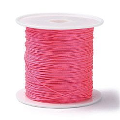 Ярко-Розовый Нейлоновый шнур с китайским узлом, нейлоновый шнур для изготовления украшений, ярко-розовый, 0.4 мм, около 28~30 м / рулон