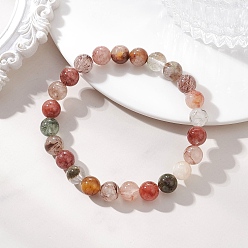 Rutilated Кварц Натуральные многоцветные эластичные браслеты из бусин рутилового кварца для женщин., круглые, бусины : 8.5 мм, внутренний диаметр: 2.09 дюйм (5.3 см)