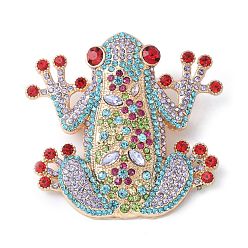 Лягушка Броши из цинкового сплава со стразами, красочный, лягушка, 57x59.5 мм
