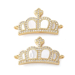 Настоящее золото 18K Подвески-короны с микропаве из латуни и кубическим цирконием, с естественной оболочке, стойки покрытие, прочное покрытие, без кадмия и без свинца, реальный 18 k позолоченный, 17.5x29x2.5 мм, отверстие : 1.2 мм