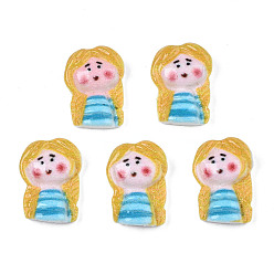 Goldenrod Spray Painted Opaque Resin Cabochons, Girl, Goldenrod, 12x8x3.5mm