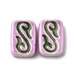 Фламинго Фарфоровые бусины ручной работы, прямоугольные, пастельный фарфор, фламинго, 22.5~23.5x15.5~16.5x8.5 мм, отверстие : 1.5~1.6 мм