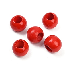 Красный Спрей окрашены деревянные европейские бусины, круглые, бусины с большим отверстием, красные, 19~20 мм, отверстие : 9~9.5 мм
