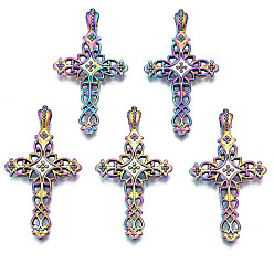 Rainbow Color Подвеска из сплава цвета радуги с эмалью, без кадмия, без никеля и без свинца, крестик, 37.5x20.5x4 мм, отверстие : 1.5 мм