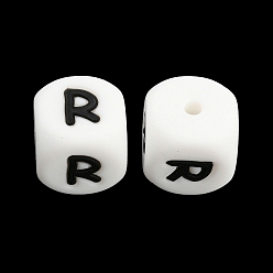 Letter R 20Pcs White Cube Letter Silicone Beads 12x12x12mm Square Dice Alphabet Beads with 2mm Hole Spacer Loose Letter Beads for Bracelet Necklace Jewelry Making, Letter.R, 12mm, Hole: 2mm