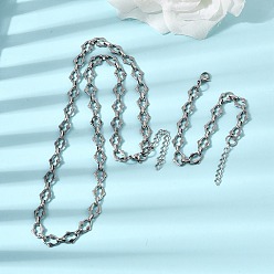 Нержавеющая Сталь Цвет 304 Наборы украшений из браслета и ожерелья из нержавеющей стали с цепочкой., с карабин-лобстерами , цвет нержавеющей стали, 560 мм