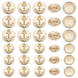 Другой Цвет 30шт 2 стили литые кнопки, 4-луночное, плоско-круглые, 18~22.5x3~3.5 мм, отверстие : 1.6~2 мм