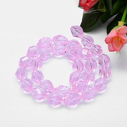 Pearl Pink Faceted Polyhedron Imitation Austrian Crystal Bead Strands, Grade AAA, Pearl Pink, 13x10mm, Hole: 0.9~1mm, about 30pcs/strand, 15.7 inch