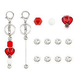 Платиновый & Серебристый Набор для изготовления брелка своими руками, в том числе железный стержень из бисера брелок, стетоскоп силиконовые бусины, Разделители для бусин со стразами " Ближний Восток " , Платина и серебро