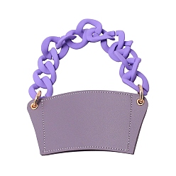 Medium Purple PU Leather Heat Resistant Reusable Cup Sleeve, with Acrylic and Alloy Handle Chain, Medium Purple, 225mm
