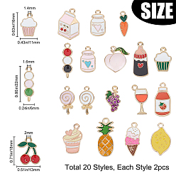 Mixed Color 80Pcs 20 Styles Alloy Enamel Pendants, Light Gold, Mixed Color, 4pcs/style