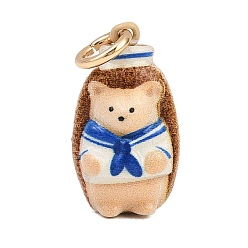 Bear Brass Enamel Pendants, Animal Shape Charms, Golden, Bear Charms, 18.5x10.5x9mm, Hole: 4mm