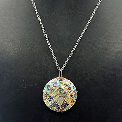 Цветок Сплав паве натуральный красочный кулон из ракушки абалон винтажные эффектные ожерелья, платина, цветок