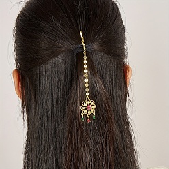 Золотой Медные заколки для волос индийские цепочки на лоб, цветок, свадебное украшение для головы из кубического циркония, золотые, 127x22 мм