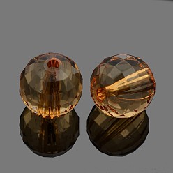 Сэнди Коричневый Прозрачные акриловые бусины, граненые круглые, песчаный коричневый, диаметром около 22 мм , отверстие : 3 мм, Около 80 шт / 500 г