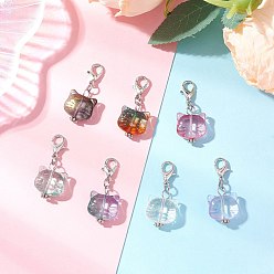 (52) Непрозрачная лаванда Подвесные украшения из стекла в форме головы кошки, с карабинами из цинкового сплава для украшений сумок, разноцветные, 31 мм