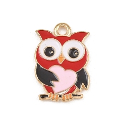 Сова Подвески из сплава с эмалью ко дню святого валентина, золотой свет, сова, 19x13x1.5 мм, отверстие : 1.8 мм