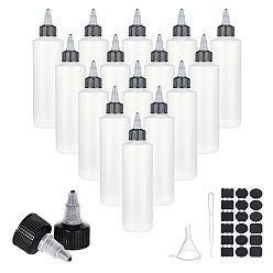 (52) Непрозрачная лаванда Пластиковые клей бутылки, с наклейками на доске из ПВХ, одноразовые пластиковые пипетки для переноса и пластиковая воронка, разноцветные, бутылка: 20 шт. / набор, этикетки: 2 шт. / набор, пипетки: 5 шт. / набор, бункер: 5 шт. / комплект, мощность: 1~100мл