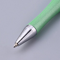 Pale Green Plastic Beadable Pens, Shaft Black Ink Ballpoint Pen, for DIY Pen Decoration, Pale Green, 144x12mm, The Middle Pole: 2mm