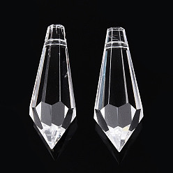 Прозрачный Прозрачные стеклянные подвески, конус, граненые, прозрачные, 35~38x12.5~14 мм, отверстие : 1.5~1.6 мм
