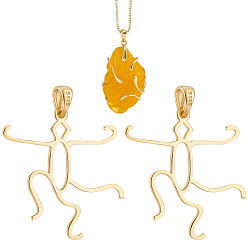 Золотой 2шт. подвеска из стерлингового серебра с кабошоном, самородки, золотые, 24x25x0.8 мм, отверстие : 5x2.5 мм