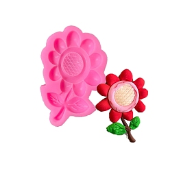 Random Single Color or Random Mixed Color Sunflower Food Grade Silicone Molds, Fondant Molds, Baking Molds, Chocolate, Candy, Biscuits, UV Resin & Epoxy Resin Jewelry Making, Random Single Color or Random Mixed Color, 62x45x8mm, Inner Diameter: 58x33mm