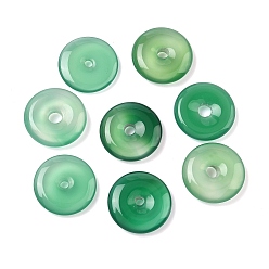Зеленый Природные подвески агат, окрашенная и подогревом, подвески-диски dount/pi, зелёные, 18x3.5 мм, отверстие : 4 мм