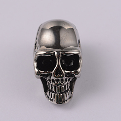 Antik Silber Farbe Schädel 304 Stahlperlen Edelstahl, Antik Silber Farbe, 22x12x13 mm, Bohrung: 6 mm