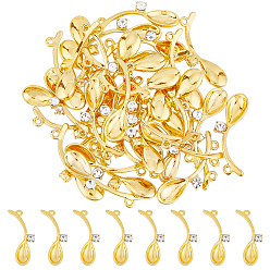 Золотой 40 подвески из сплава шт., с кристально горный хрусталь, без кадмия и без свинца, ложка, золотые, 31x11x3.5 мм, отверстие : 1.5 мм
