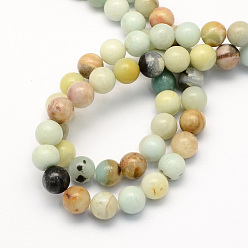 Flower Amazonite Natural Flower Amazonite Round Beads Strands, 4.5mm, Hole: 1mm, about 96pcs/strand, 15.5 inch