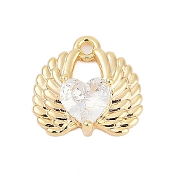 Золотой Латунные микро проложить кубического циркония прелести, сердце, золотые, 11x11x3.5 мм, отверстие : 1.2 мм