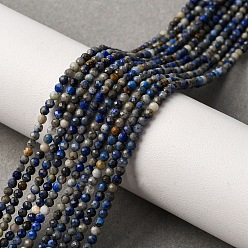 Ляпис-Лазурь Нитки бусины из натурального ляписа-лазури, граненые, круглые, 2 мм, отверстие : 0.5 мм, около 226 шт / нитка, 15.55 дюйм (39.5 см)