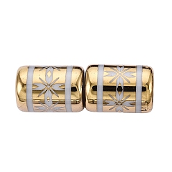Light Gold Гальванические стеклянные бусины, колонки с цветочным узором, золотой свет, 11.5~12x8~8.5 мм, отверстие : 1.2~1.4 мм