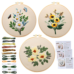 Цветок Наборы для вышивания своими руками для начинающих, включая ткань с принтом, нитки и иглы для вышивания, бамбуковый пяльцы, цветок, 300x300 мм