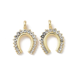 Золотой Подвески из сплава и страза, подковы прелести, без свинца и без кадмия, стойки покрытие, золотые, 19.5x14x2 мм, отверстие : 2.4x2.8 мм