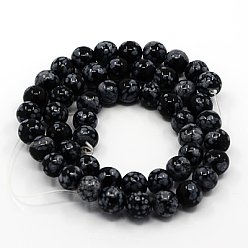 Snowflake Obsidian Natural Snowflake Obsidian Beads Strands, Round, 4mm, Hole: 1mm