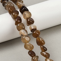 Коричневый Природный агат бисер нитей, окрашенная и подогревом, упавший камень, самородки, кофе, 7~11x7~13 мм, отверстие : 0.8~1 мм, около 38 шт / нитка, 15.35 дюйм (39 см)