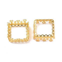 Golden Brass Sew on Prong Settings, Filigree Open Back Claw Settings for Pointed Back Rhinestone, Square, Golden, Tray: 12.5x12.5mm, 14x14x6mm, Hole: 0.8mm
