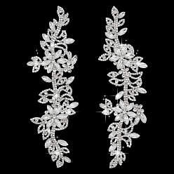 Серебро 1пара кабошонов из сплава стекла, цветочные аксессуары для одежды, серебряные, 218x68x5.7 мм, 1 пара / комплект