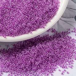 (RRHB264) Raspberry Lined Crystal Миюки круглые бусины рокайль, японский бисер, 15/0, (rrhb 264) кристалл с малиновой подкладкой, 1.5 мм, отверстие : 0.7 мм, Около 5555 шт / 10 г