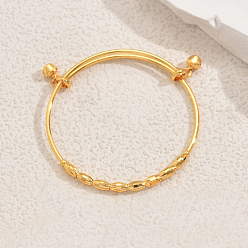 Золотой Регулируемая латунные браслеты шарма, железные круглые браслеты-колокольчики для женщин, золотые, внутренний диаметр: 2-3/8 дюйм (6 см)