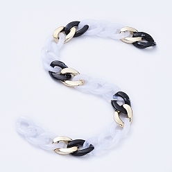 Черный Прозрачная акриловая цепочка ручной работы, витая цепь, чёрные, 29~29.5x20.5~21x6 мм, около 39.37 дюйм (1 м) / прядь