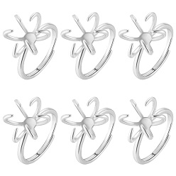 Посеребрённый Латунные регулируемые кольцевые выводы, настройки зубчатого кольца, 925 серебро покрытием, размер США 6 (16.5 мм), лоток : 16x10.5 мм, 8 шт / комплект