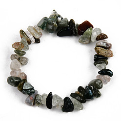 Indian Agate Unisex Chip Natural Indian Agate Beaded Stretch Bracelets, Inner Diameter: 1-3/4~2 inch(4.5~5cm)