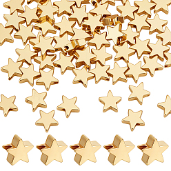 Золотой 100 латунные бусины шт., звезда, золотые, 8x8x2.5 мм, отверстие : 1 мм