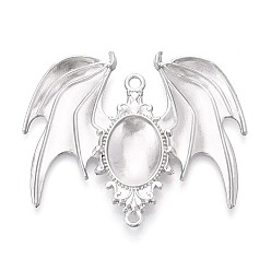 Платина Оправы для кабошонов из сплава в форме крыла летучей мыши, платина, 46.5x56x5.5 мм, отверстие : 1.9~2.5 мм, Размер лотка: 18x13 мм