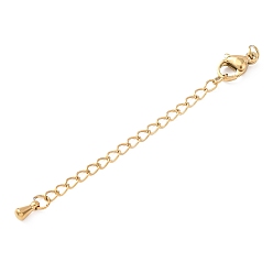 Настоящее золото 18K 304 Удлинитель цепочки из нержавеющей стали с подвесками в форме капли, ионное покрытие (ip), реальный 18 k позолоченный, 68 мм